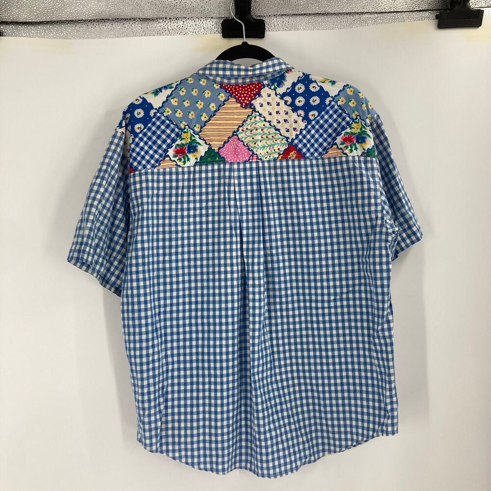 VTG Bechamel Checkered Patchwork Button Up Shirt … - image 3